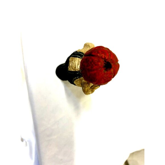 Poliwogg? Pumpkinhead American Folk Art Man Holding Doll Creepy Face 6" - Picture 9 of 9